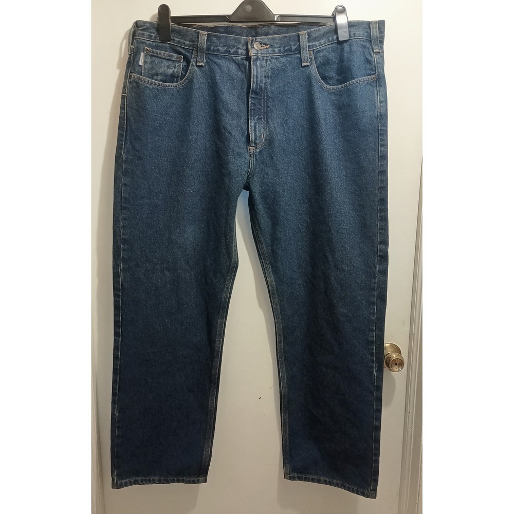 Carhartt Traditional Fit Jeans Mens 42x30 Dark Wash Blue Cotton Denim B180 DVB